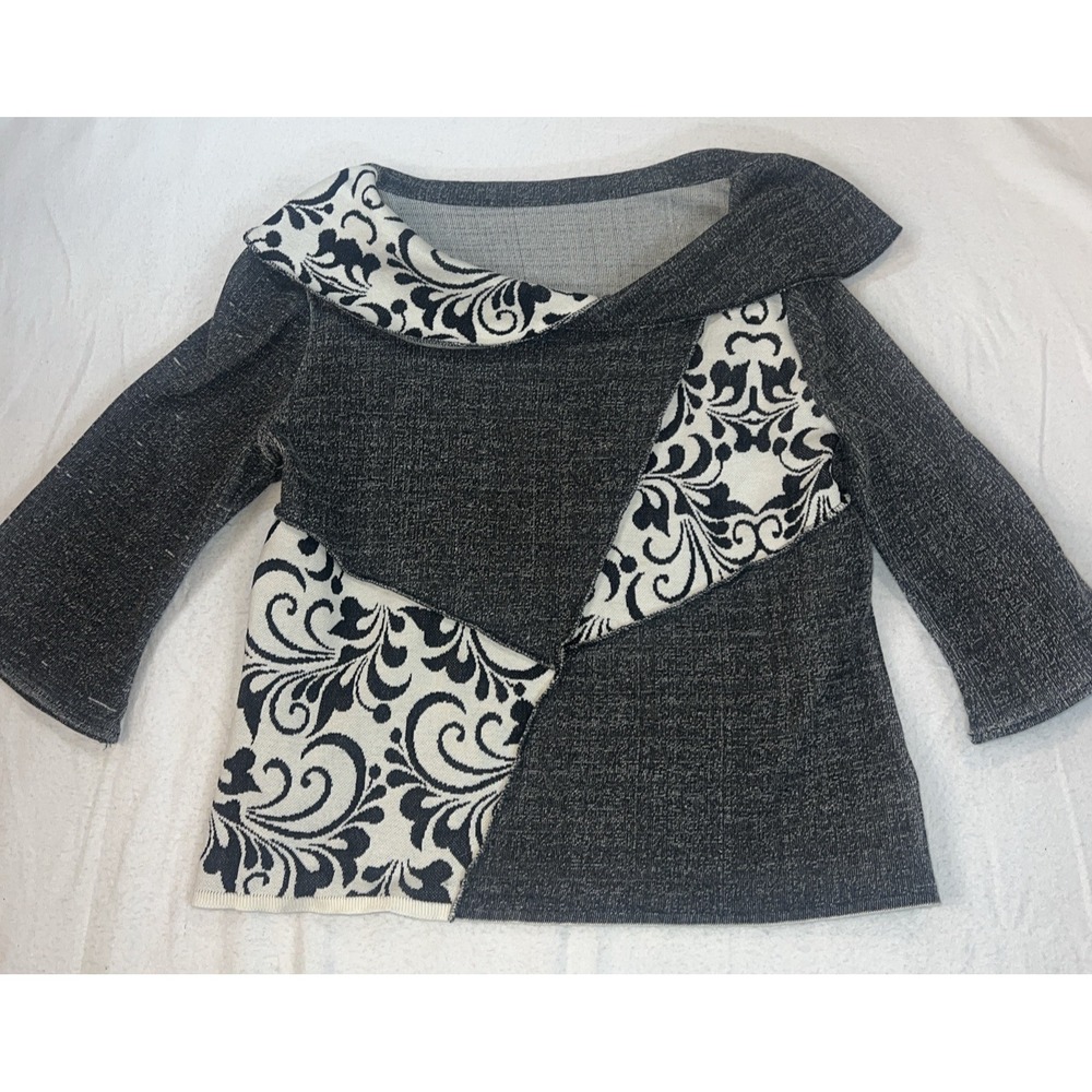 IWANCIW PATCHWORK TOP size S/M Knit Shirt Boho Artsy Boutique